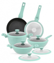 Foode Batería de Cocina B2224, Aluminio, Antiadherente, 10 Piezas 