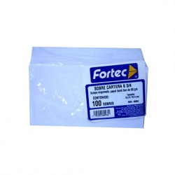 Fortec Sobre Tipo Cartera, Paquete de 100 Piezas de 3/4 Carta, Blanco 