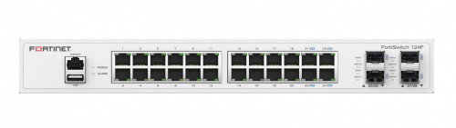 Switch Fortinet Gigabit Ethernet FS-124F, 24 Puertos 10/100/1000 Mbps + 4 Puertos 10G SFP+, 128 Gbit/s, 32000 Entradas - Administrable - Solo Equipo ― Requiere Licencia Adicional para garantía, contacta a servicio al cliente. 