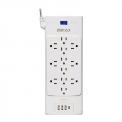 Forza Power Technologies Supresor de Picos FSP-1221USBCW, 12 Salidas, 4 Puertos USB, 2.700 Joules 