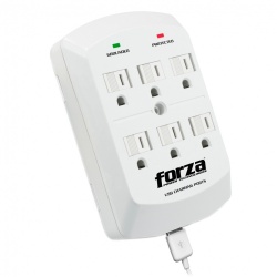 Forza Power Technologies Supresor de Pared FWT-760USB, 6 Contactos + 2x USB, 300J, 1875W 