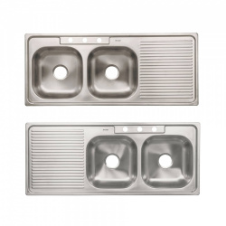 Foset Tarja de Sobreponer 45061, Doble Tina, 120 x 50cm, Acero Inoxidable 