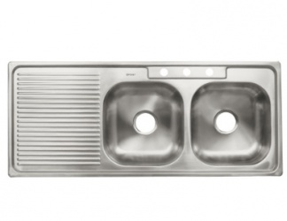 Foset Tarja de Sobreponer 47023, Doble Tina, 120 x 50cm, Acero Inoxidable 