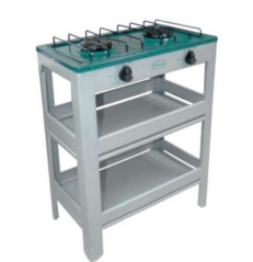 Fraga Parrilla de Gas P-906, 2 Quemadores, Gris, con Estante 