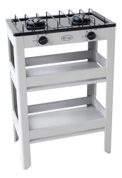 Fraga Parrilla de Gas con Anaquel P906, 2 Quemadores, Negro/Gris 