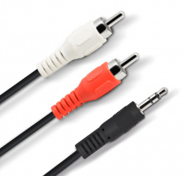 Fussion Acustic Cable 3.5mm Macho - 2x RCA Macho, 1.8 Metros, Negro 