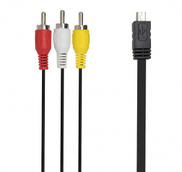 Fussion Acustic Cable 3x RCA - Mini USB Macho, 1.8 Metros, Negro 