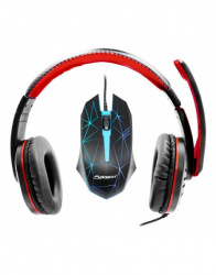 Mouse Gamer Fussion Acustic Óptico KIT-1001, Alámbrico, USB, 1000DPI, Negro/Azul ― Incluye Audífonos Gamer Fussion Acustic 