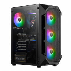 Gabinete Gamdias AURA GC1 con Ventana ARGB Midi-Tower, ATX/Micro-ATX/Mini-ITX, USB 3.0/2.0, sin Fuente, 4 Ventiladores ARGB Instalados, Negro 