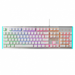 Gamdias Teclado Gamer HERMES M6, Mecánico, Switch Blue, Alámbrico, Blanco (Inglés) 