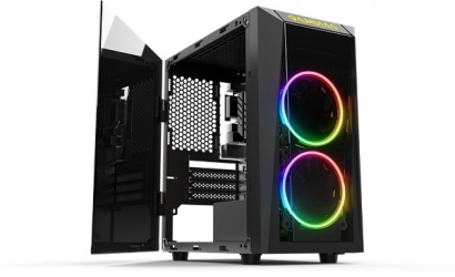 Gabinete Gamdias TALOS E1, Mini-Tower, Micro-ATX/Mini-ITX, USB 2.0/3.1, sin Fuente, 3 Ventiladores RGB Instalados, Negro 