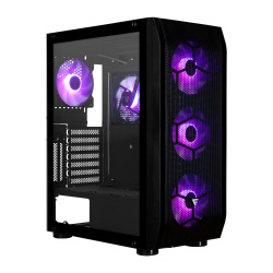 Gabinete Game Factor CSG400, Midi-Tower, ATX/EATX/Micro-ATX/Mini-ITX, USB 2.0/3.0, sin Fuente, 5 Ventiladores Instalados, Negro  