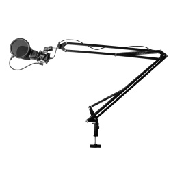 Game Factor Brazo para Micrófono Flexible con Clip Para Escritorio MAG500,hasta 2KG, Negro 
