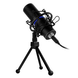 Game Factor Micrófono para Streaming MCG700, Alámbrico, 2200 Ohmios ― Incluye Game Factor Webcam WG400, Brazo MAG500 y Aro de Luz STALSE1B 