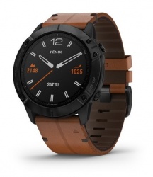 Garmin Smartwatch Fenix 6X Zafiro, Bluetooth, Android/iOS, Negro/Marrón - Resistente al Agua 