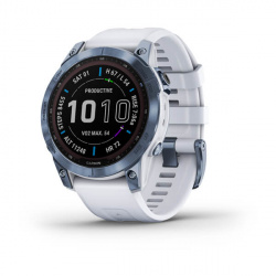 Garmin Smartwatch Fenix 7 Zafiro Solar, GPS, Bluetooth, Android/iOS, Blanco/Azul - Resistente al Agua 
