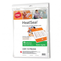 GBC Mica Térmica Semi-rígida MX01354, Paquete de 15 Piezas, Tamaño Carta, Transparente 