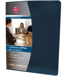 GBC Cubiertas GBPlak Lisas, Paquete de 50 Piezas, Tamaño Carta, Azul Obscuro 