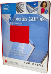 GBC Cubiertas GBPlak Lisas, Paquete de 50 Piezas, Tamaño Carta, Rojo 