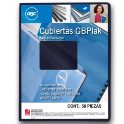 GBC Cubierta GBPlak Rayada, Paquete de 50 Piezas, Tamaño Carta, Azul Marino 