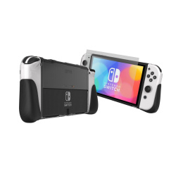 Gear4 Funda Kita Grip 360 para Nintendo Switch OLED con Protector de Pantalla, Transparente 