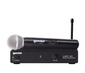 Gemini Set Micrófono UHF-01M-F2, Inalámbrico, Negro 