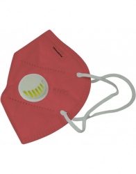Cubrebocas KN95 con Válvula, 5 Capas, Rojo, 1 Pieza 