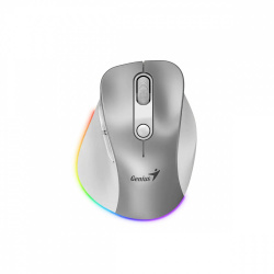 Mouse Genius  Ergo 9000S Pro RGB, Recargable, Inalámbrico/Bluetooth, USB-C, 2400 DPI, Blanco/Gris 