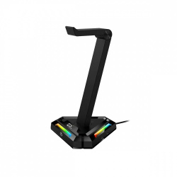 Game Factor Soporte para Diadema Con Hub Genius GX-UH100, RGB, 2x USB-C, 2x USB-A, Negro 