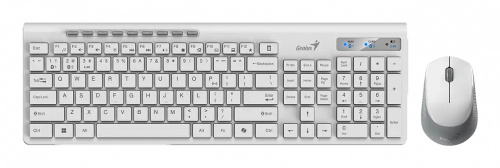 Kit de Teclado y Mouse Genius SlimStar 8230, Inalámbrico, RF Inalámbrico/Bluetooth, Blanco, Inglés 
