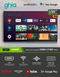 Compra Ghia Smart TV LED 55" 4K Ultra HD Negro | Cyberpuerta.mx