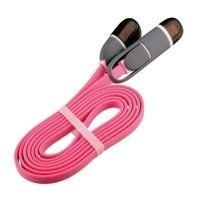 Ghia Cable de Carga 2 en 1 USB Macho - Micro USB/Lightning Macho, 1 Metro, Rosa, para iPhone/iPad/Smartphone 