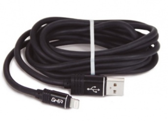 Ghia Cable de Carga USB Macho - Lightning Macho, 2 Metros, Negro, para iPhone/iPad 
