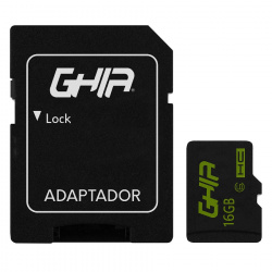 Memoria Flash Ghia, 16GB microSDHC Clase 10, con Adaptador 