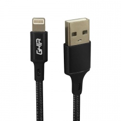 Ghia Cable de Carga USB A Macho - Lightning Macho, 1 Metro, Negro, para iPhone/iPad 