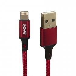 Ghia Cable de Carga USB A Macho - Lightning Macho, 1 Metro, Rojo, para iPhone/iPad 