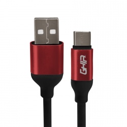 Ghia Cable USB-A Macho - USB-C Macho, 1 Metro, Negro/Rojo 