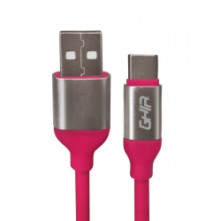 Ghia Cable USB-A Macho - USB-C Macho, 1 Metro, Rosa 