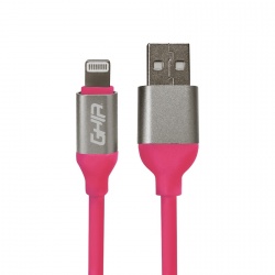Ghia Cable de Carga USB A Macho - Lightning Macho, 1 Metro, Rosa, para iPhone/iPad 