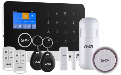 Ghia Kit Sistema de Alarma Inteligente AL-14, Inalámbrico, incluye Panel de Control Panel Táctil, GPRS Alarma 