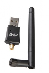 Ghia Adaptador de Red USB GNW-U4, Inalámbrico, 2.4GHz, 300Mbps 