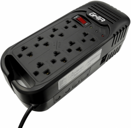 GHIA Regulador de Voltaje GVR-020, 800W, 2000VA, 8 contactos, Uso domestico, Negro 