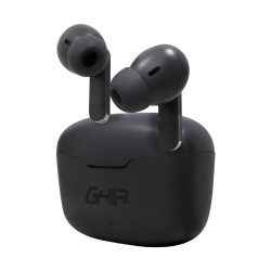 Ghia Audífonos Intrauriculares con Micrófono TWS-2, Inalámbrico, Bluetooth, USB-C, Negro 