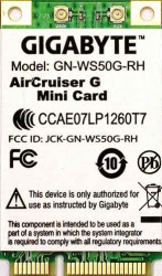 Gigabyte Tarjeta de Red AirCruiser, 54 Mbit/s, MiniSlot 