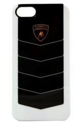 Ginga Funda Regida para iPhone 5, Blanco/Negro, Diseño Lamborghini 