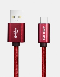 Ginga Cable USB A Macho - USB C Macho, Rojo 
