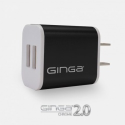 Ginga Cargador de Pared GI18CUB01-NG, 5V, 2x USB 2.0, Negro 