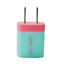 Ginga POP Cubo Cargador de Pared, 1A, USB 2.0, Rosa/Aqua 