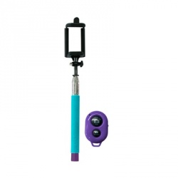 Ginga POP Selfie Stick Bluetooth con Control Remoto, Aqua/Morado 