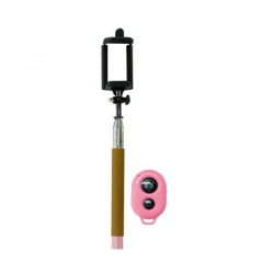 Ginga POP Selfie Stick Bluetooth con Control Remoto, Dorado/Rosa 